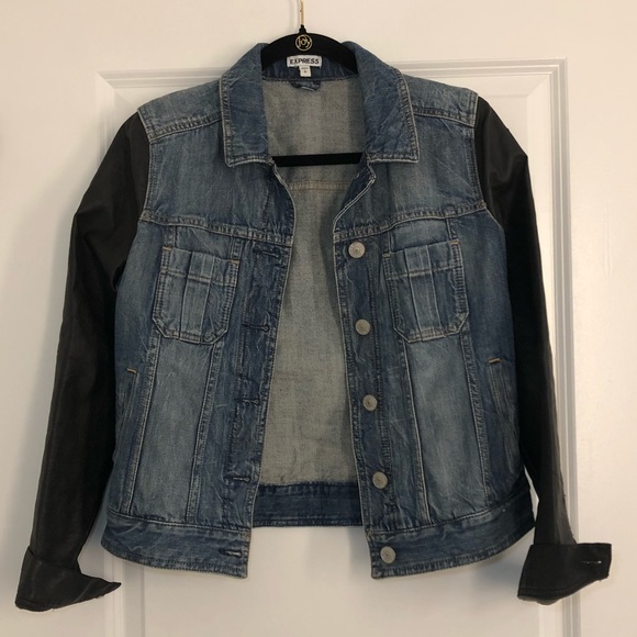 Express Jackets & Blazers - Denim and faux leather jacket